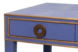 Gabriella Shagreen Leather and Wood Blue Rectangular Desk/Table Side Tables LOOMLAN By Sarreid