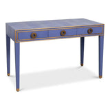 Gabriella Shagreen Leather and Wood Blue Rectangular Desk/Table Side Tables LOOMLAN By Sarreid