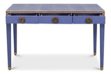 Gabriella Shagreen Leather and Wood Blue Rectangular Desk/Table Side Tables LOOMLAN By Sarreid