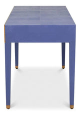 Gabriella Shagreen Leather and Wood Blue Rectangular Desk/Table Side Tables LOOMLAN By Sarreid