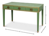 Gabriella Shagreen Leather and Wood Green Rectangular Desk/Table Side Tables LOOMLAN By Sarreid