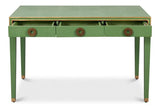 Gabriella Shagreen Leather and Wood Green Rectangular Desk/Table Side Tables LOOMLAN By Sarreid