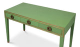 Gabriella Shagreen Leather and Wood Green Rectangular Desk/Table Side Tables LOOMLAN By Sarreid