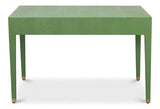 Gabriella Shagreen Leather and Wood Green Rectangular Desk/Table Side Tables LOOMLAN By Sarreid