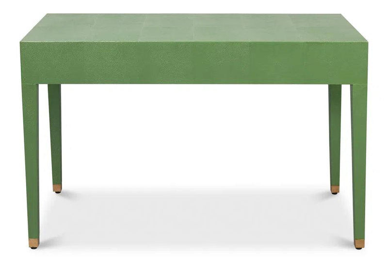 Gabriella Shagreen Leather and Wood Green Rectangular Desk/Table Side Tables LOOMLAN By Sarreid