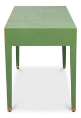 Gabriella Shagreen Leather and Wood Green Rectangular Desk/Table Side Tables LOOMLAN By Sarreid