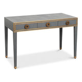 Gabriella Shagreen Leather and Wood Grey Rectangular Desk/Table Side Tables LOOMLAN By Sarreid