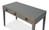 Gabriella Shagreen Leather and Wood Grey Rectangular Desk/Table Side Tables LOOMLAN By Sarreid