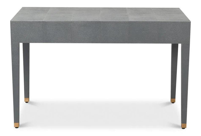 Gabriella Shagreen Leather and Wood Grey Rectangular Desk/Table Side Tables LOOMLAN By Sarreid