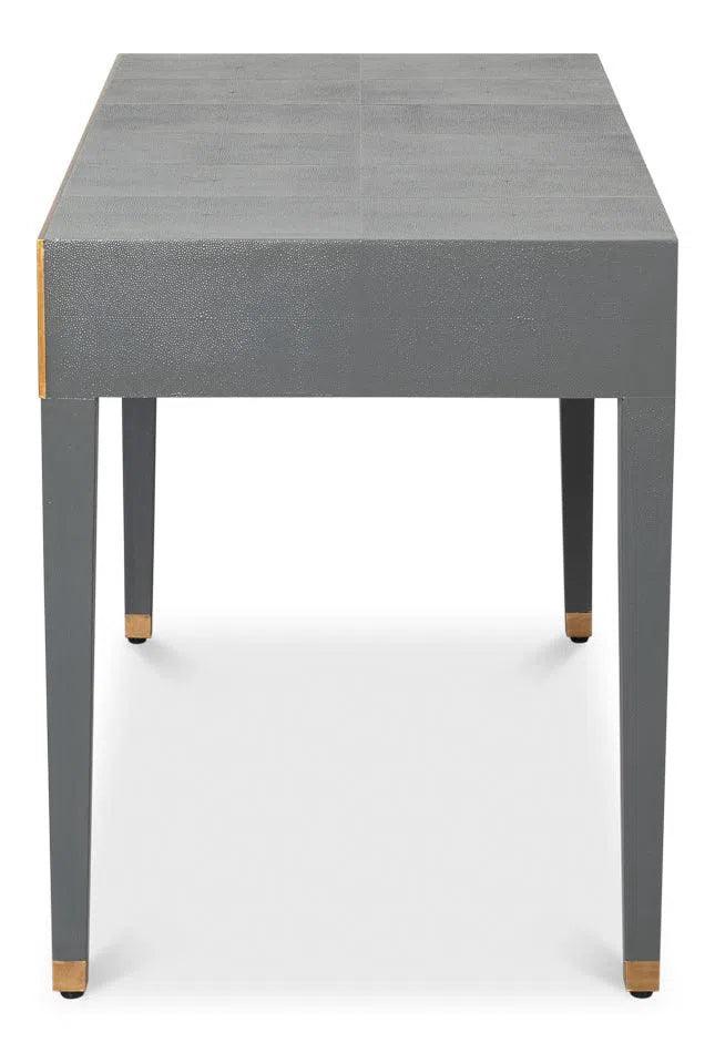 Gabriella Shagreen Leather and Wood Grey Rectangular Desk/Table Side Tables LOOMLAN By Sarreid