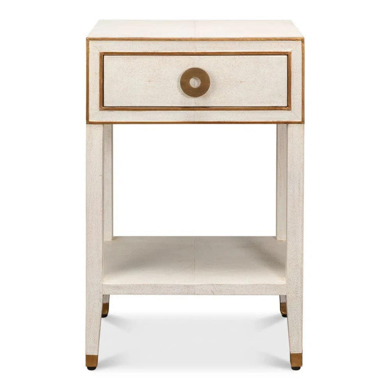 Gabriella Shagreen Nightstand Osprey White Nightstands LOOMLAN By Sarreid