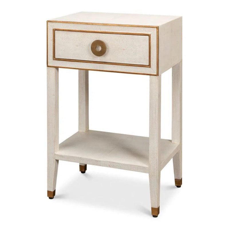 Gabriella Shagreen Nightstand Osprey White Nightstands LOOMLAN By Sarreid