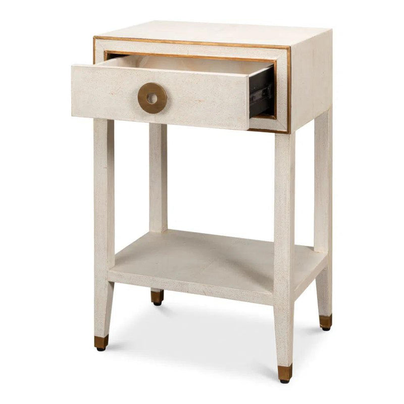 Gabriella Shagreen Nightstand Osprey White Nightstands LOOMLAN By Sarreid