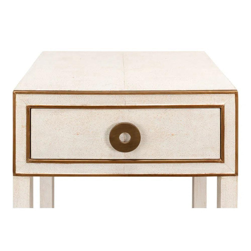 Gabriella Shagreen Nightstand Osprey White Nightstands LOOMLAN By Sarreid