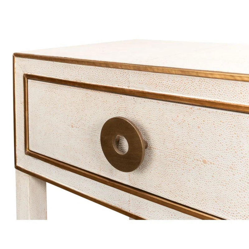 Gabriella Shagreen Nightstand Osprey White Nightstands LOOMLAN By Sarreid