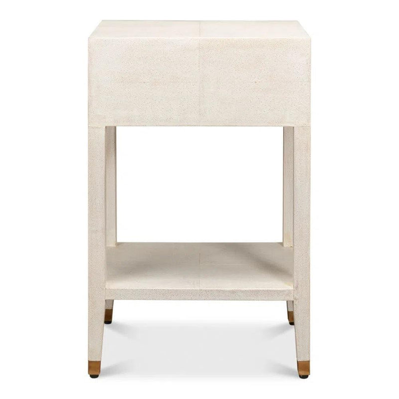 Gabriella Shagreen Nightstand Osprey White Nightstands LOOMLAN By Sarreid