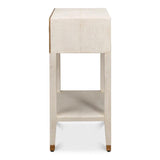 Gabriella Shagreen Nightstand Osprey White Nightstands LOOMLAN By Sarreid