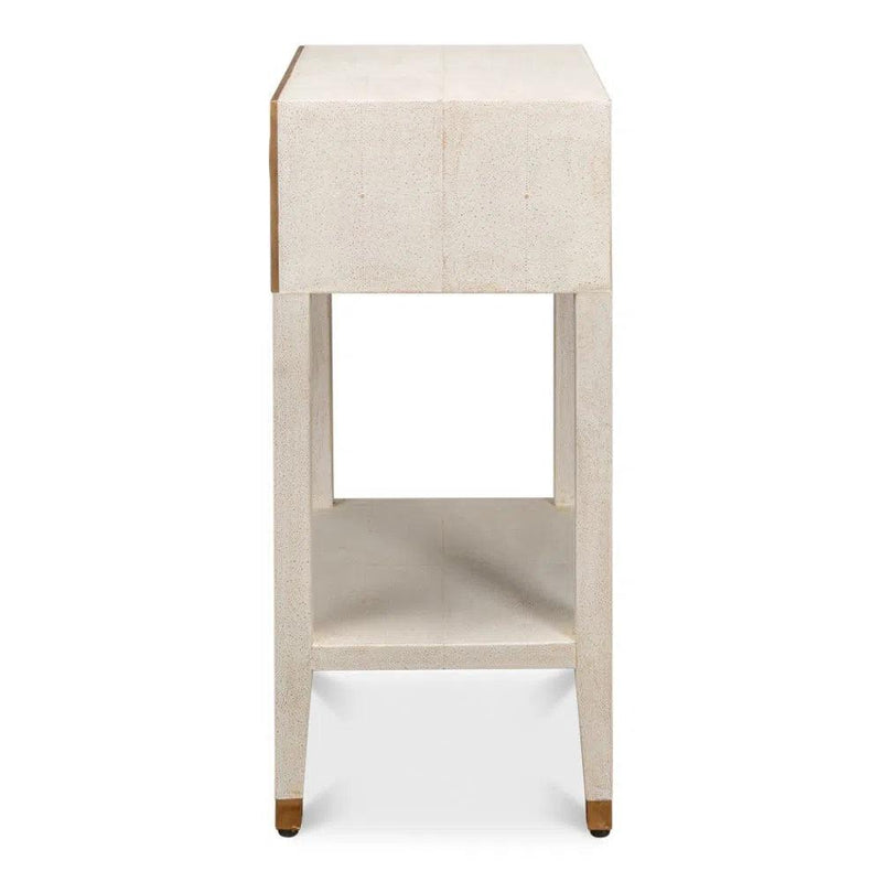 Gabriella Shagreen Nightstand Osprey White Nightstands LOOMLAN By Sarreid