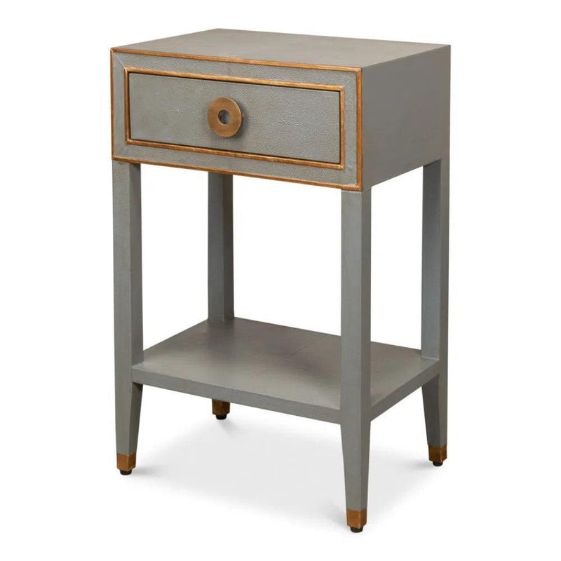 Gabriella Shagreen Nightstand Storm Grey Nightstands LOOMLAN By Sarreid