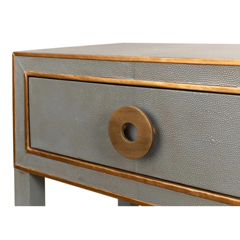 Gabriella Shagreen Nightstand Storm Grey Nightstands LOOMLAN By Sarreid