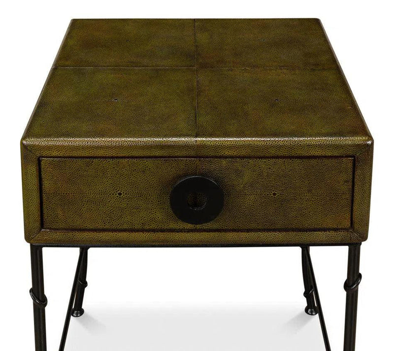 Gabriella Shagreen Side Table Leaf Side Tables LOOMLAN By Sarreid