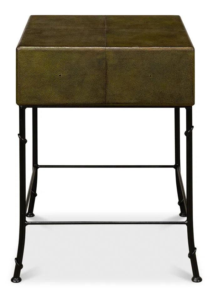 Gabriella Shagreen Side Table Leaf Side Tables LOOMLAN By Sarreid