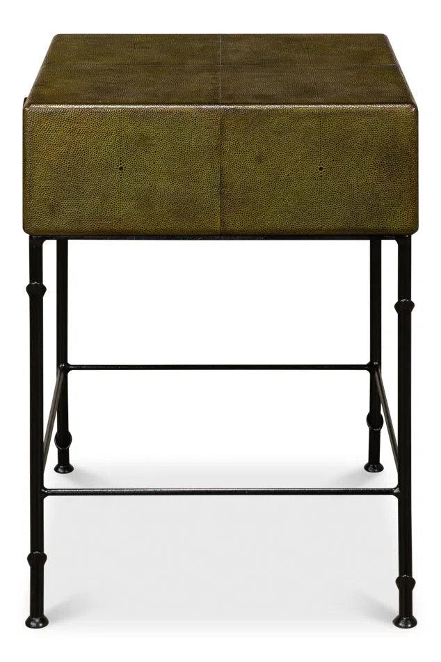 Gabriella Shagreen Side Table Leaf Side Tables LOOMLAN By Sarreid