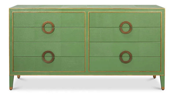 Gabriella Wood and Embossed Shagreen Leather Blue Green Chest Of Drawers Chests LOOMLAN By Sarreid