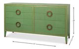 Gabriella Wood and Embossed Shagreen Leather Blue Green Chest Of Drawers Chests LOOMLAN By Sarreid