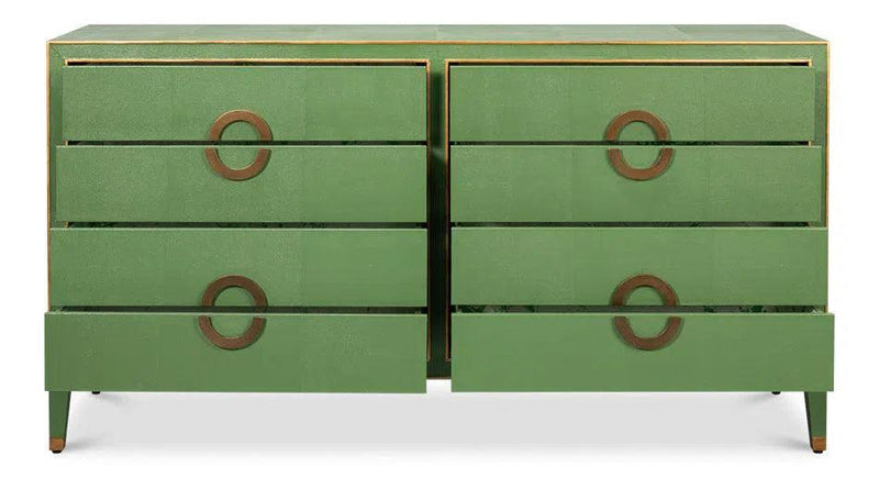 Gabriella Wood and Embossed Shagreen Leather Blue Green Chest Of Drawers Chests LOOMLAN By Sarreid