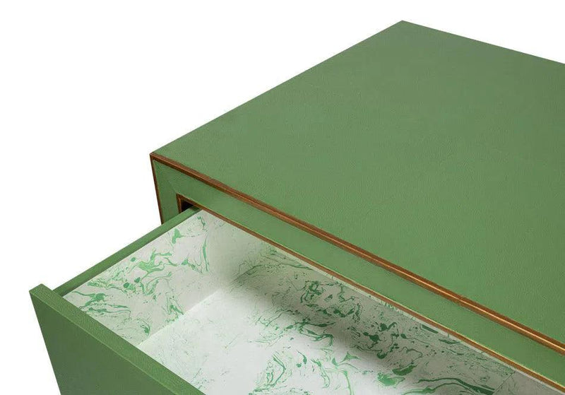 Gabriella Wood and Embossed Shagreen Leather Blue Green Chest Of Drawers Chests LOOMLAN By Sarreid