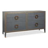 Gabriella Wood and Embossed Shagreen Leather Grey Chest Of Drawers Chests LOOMLAN By Sarreid