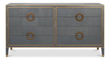 Gabriella Wood and Embossed Shagreen Leather Grey Chest Of Drawers Chests LOOMLAN By Sarreid