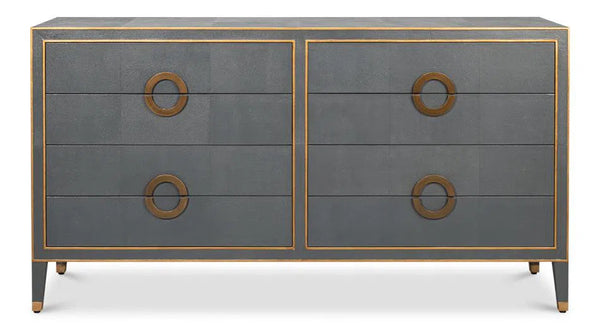 Gabriella Wood and Embossed Shagreen Leather Grey Chest Of Drawers Chests LOOMLAN By Sarreid