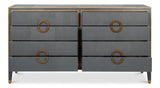 Gabriella Wood and Embossed Shagreen Leather Grey Chest Of Drawers Chests LOOMLAN By Sarreid