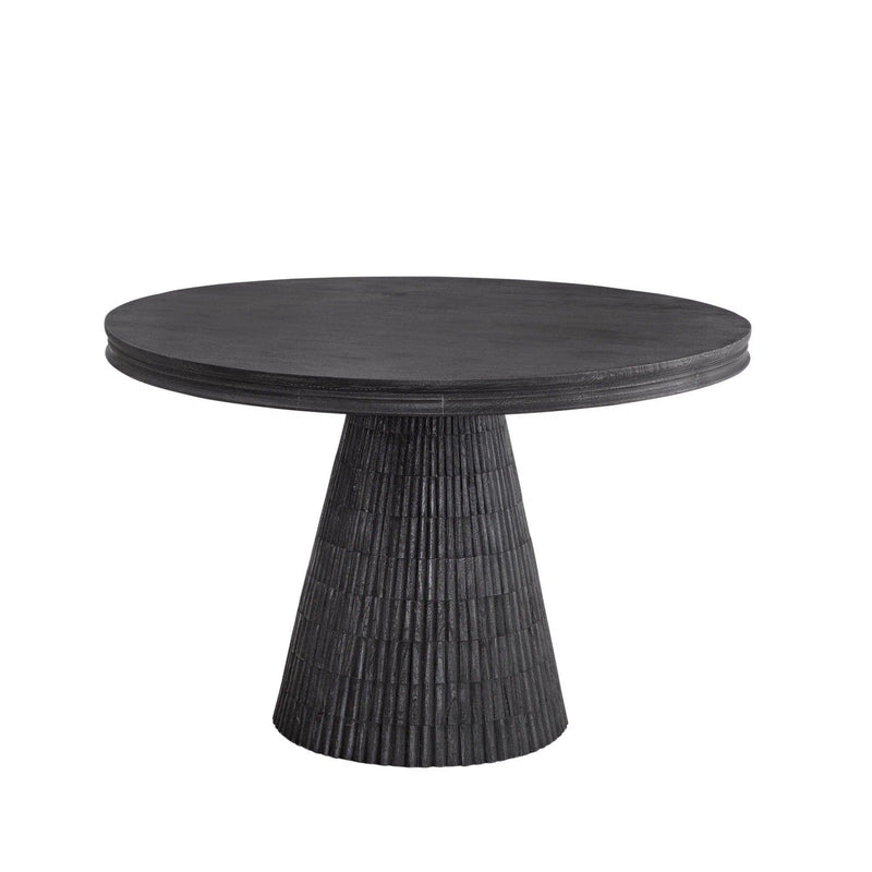 Gaines Solid Mango Wood Black Round Dining Table Dining Tables LOOMLAN By Bassett Mirror