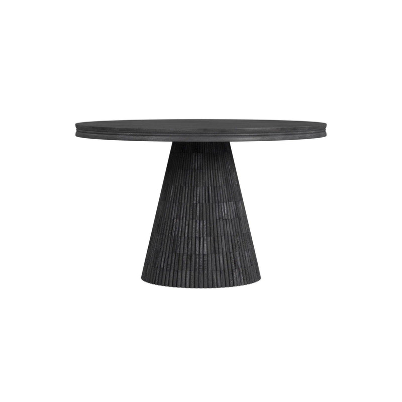 Gaines Solid Mango Wood Black Round Dining Table Dining Tables LOOMLAN By Bassett Mirror