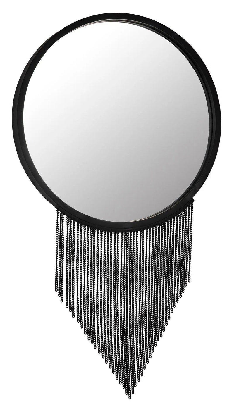 Galahad Mirror Black Round Wall Mirror Decorative Chains Wall Mirrors LOOMLAN By Noir