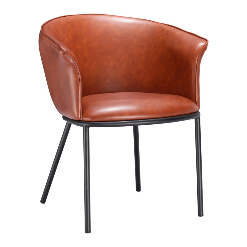 Garston Steel Brown Armless Dining Chair Dining Chairs LOOMLAN By Zuo Modern