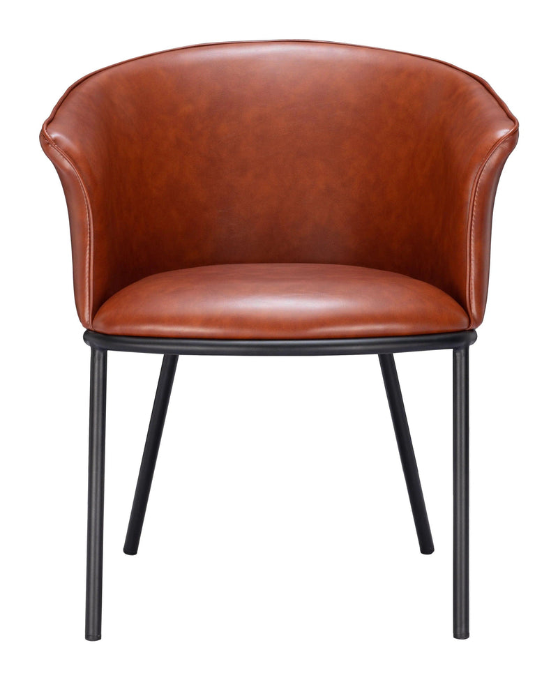 Garston Steel Brown Armless Dining Chair Dining Chairs LOOMLAN By Zuo Modern