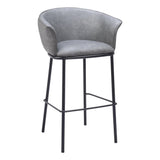 Garston Steel Gray Barstool Bar Stools LOOMLAN By Zuo Modern