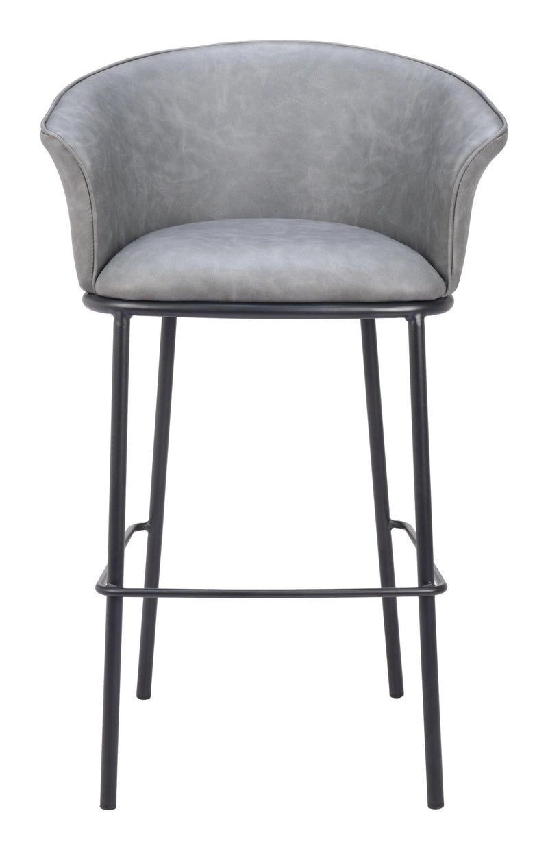 Garston Steel Gray Barstool Bar Stools LOOMLAN By Zuo Modern