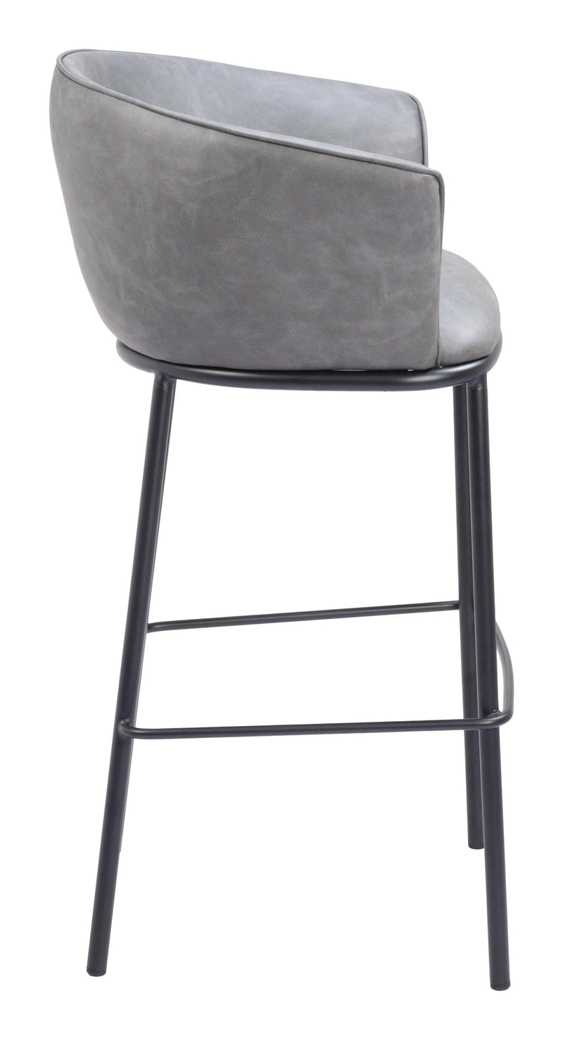 Garston Steel Gray Barstool Bar Stools LOOMLAN By Zuo Modern