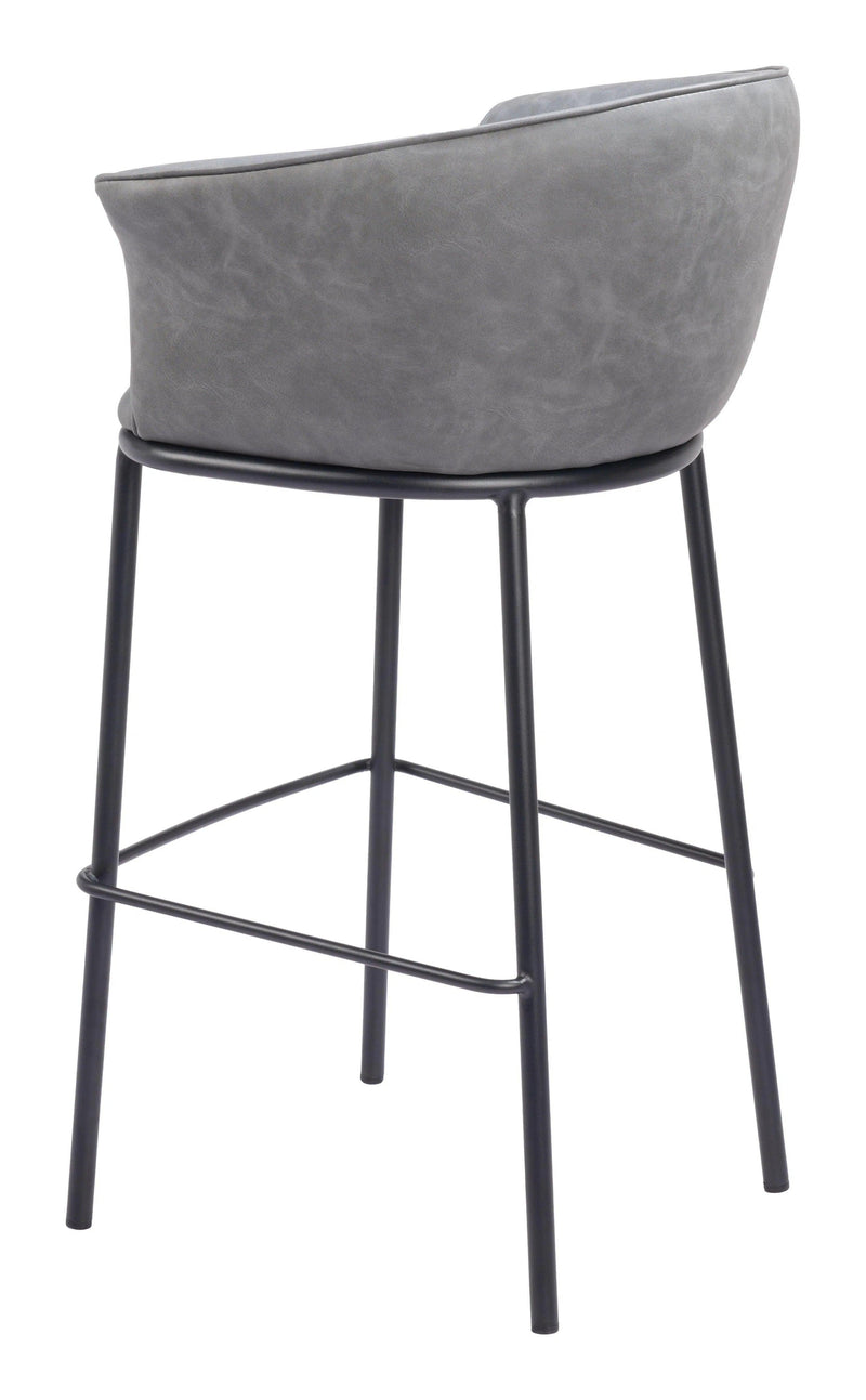 Garston Steel Gray Barstool Bar Stools LOOMLAN By Zuo Modern