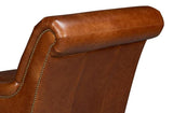 Gaston Distilled Leather and Wood Brown Arm Chair Club Chairs LOOMLAN By Sarreid