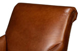 Gaston Distilled Leather and Wood Brown Arm Chair Club Chairs LOOMLAN By Sarreid