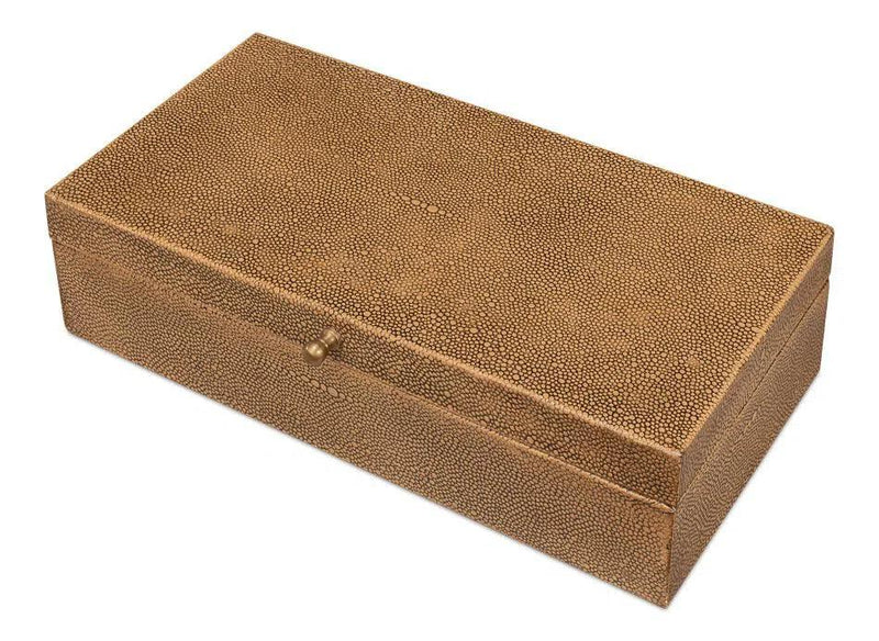 Gastsburg Leather and Paper Liner Brown Shagreen Box Set of 2 Boxes & Bowls LOOMLAN By Sarreid