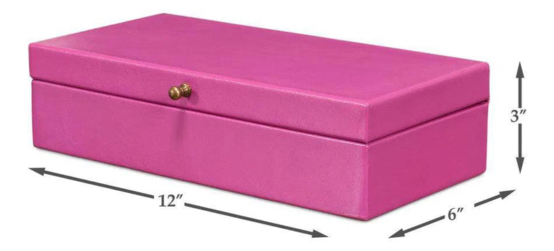 Gastsburg Leather and Paper Liner Pink Shagreen Box Set of 2 Boxes & Bowls LOOMLAN By Sarreid