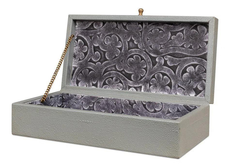 Gastsburg Leather and Paper Liner Storm Grey Shagreen Box Set of 2 Boxes & Bowls LOOMLAN By Sarreid