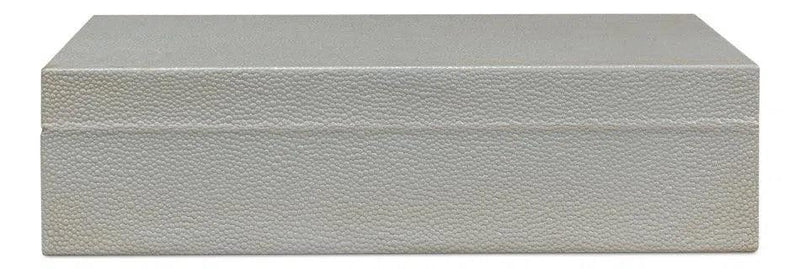 Gastsburg Leather and Paper Liner Storm Grey Shagreen Box Set of 2 Boxes & Bowls LOOMLAN By Sarreid